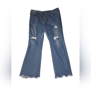 SHEIN Blue‎ Distressed Flare Jeans